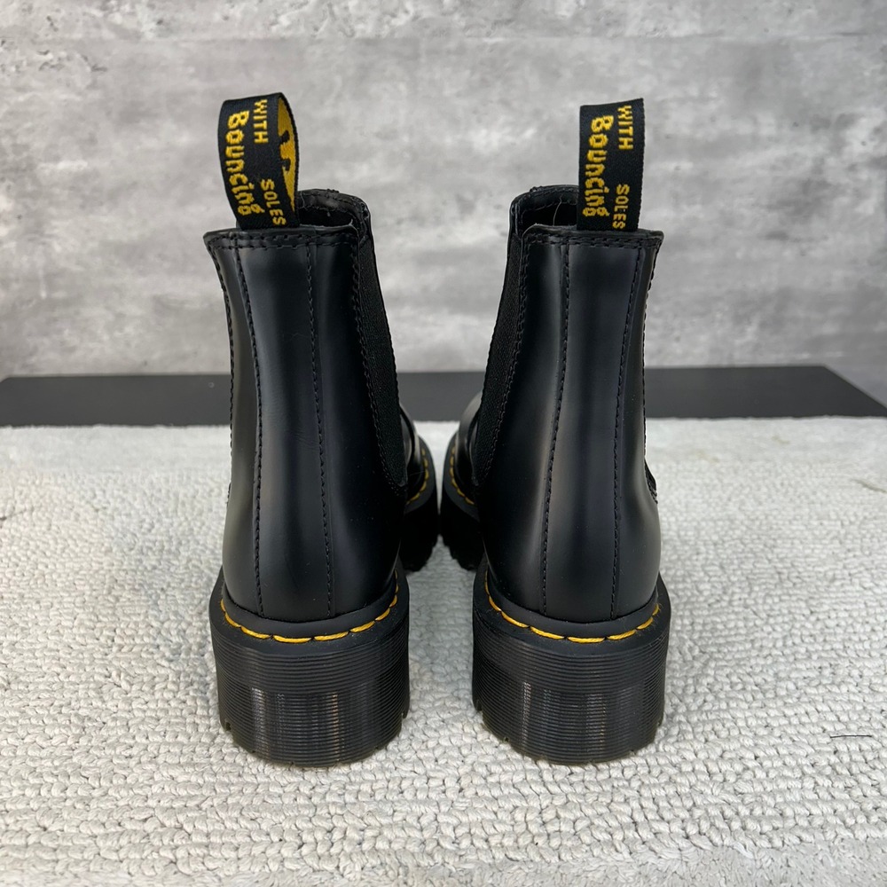 Dr Martens 2976 Quad Boots Women 6 Chelsea Leather Platform Combat Black Slip On - Picture 5 of 9